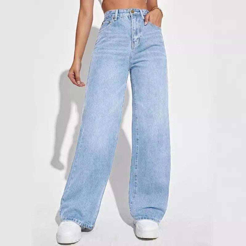 New Women'S Jeans Women'S High-Waisted Slim Straight Denim Trousers Style - Image 1